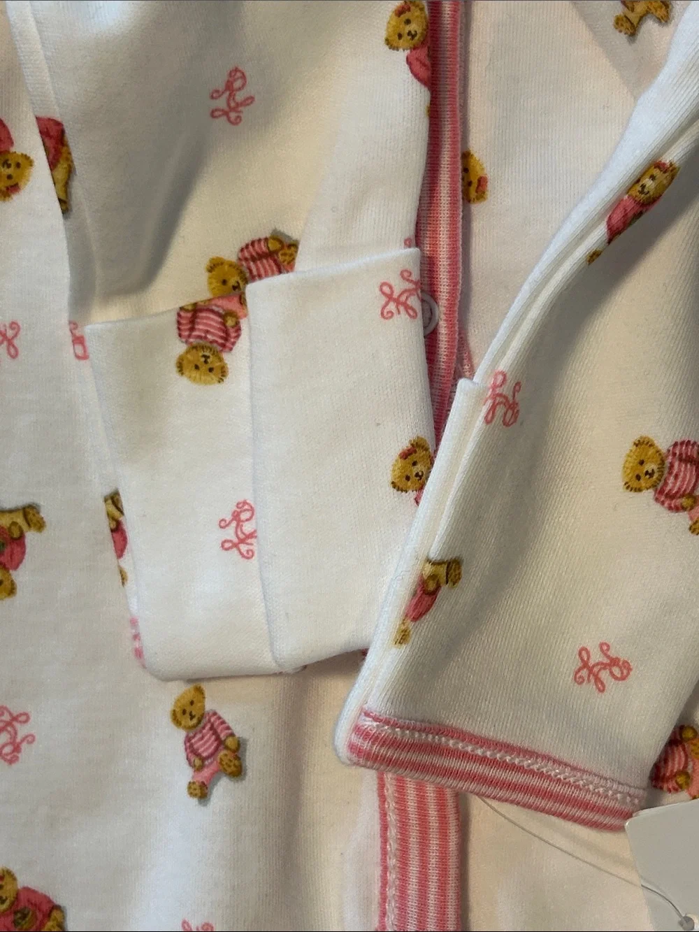 Polo by Ralph Lauren White Footed One-Piece with Pink Bear 50%OF SEND OFFER